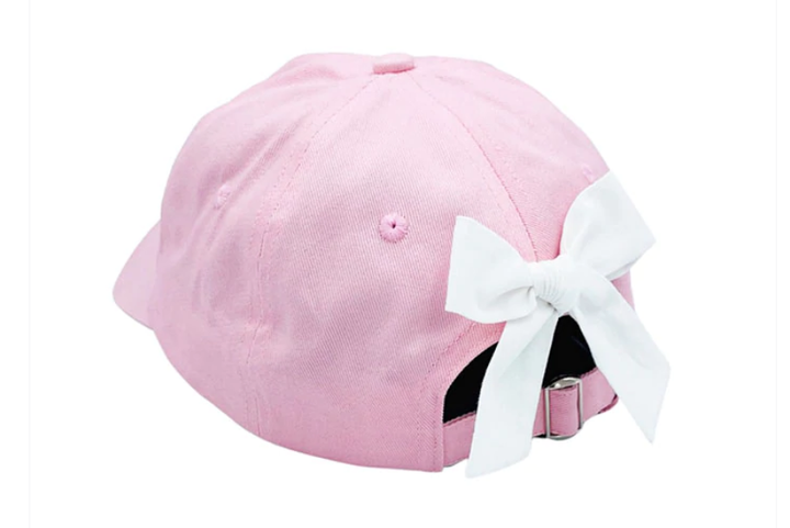 Bits & Bows Baseball Hat - Pink with White Bow