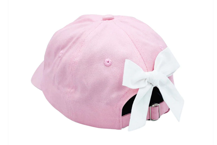 Pink with White Bow Baseball Hat by Bits & Bows