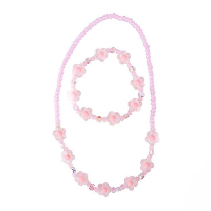 Pink Crystal Blooms Necklace / Bracelet Set by Great Pretenders