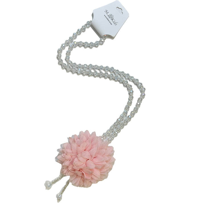 Pink Flower on Glass Beaded Necklace by ML Kids