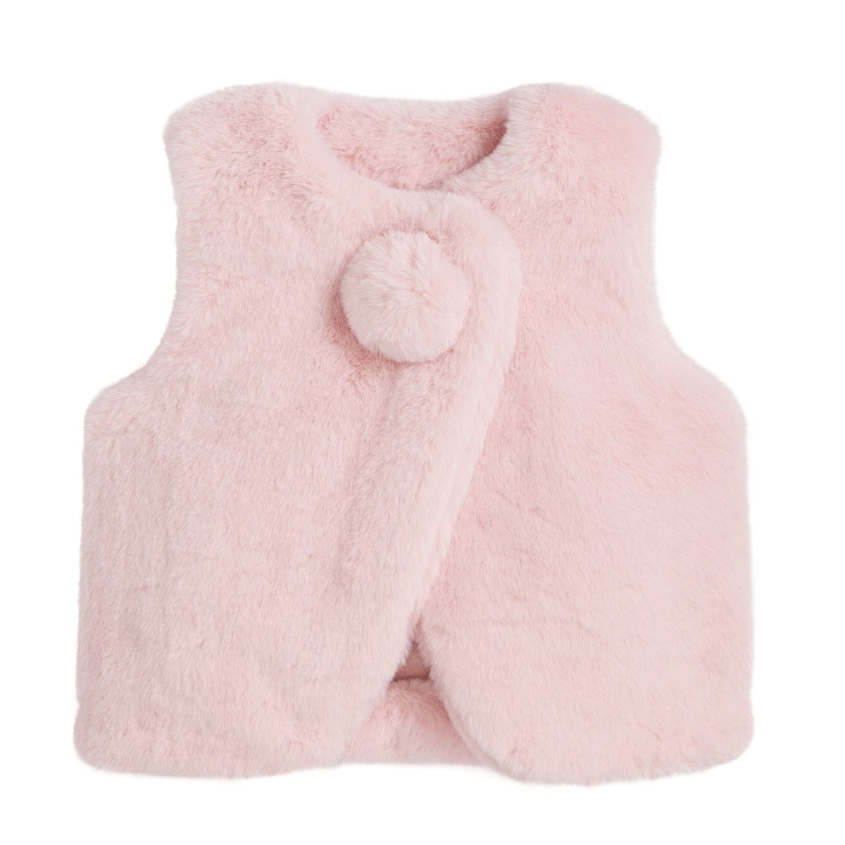 Pink Snap-Front Fur Vest by Mud Pie