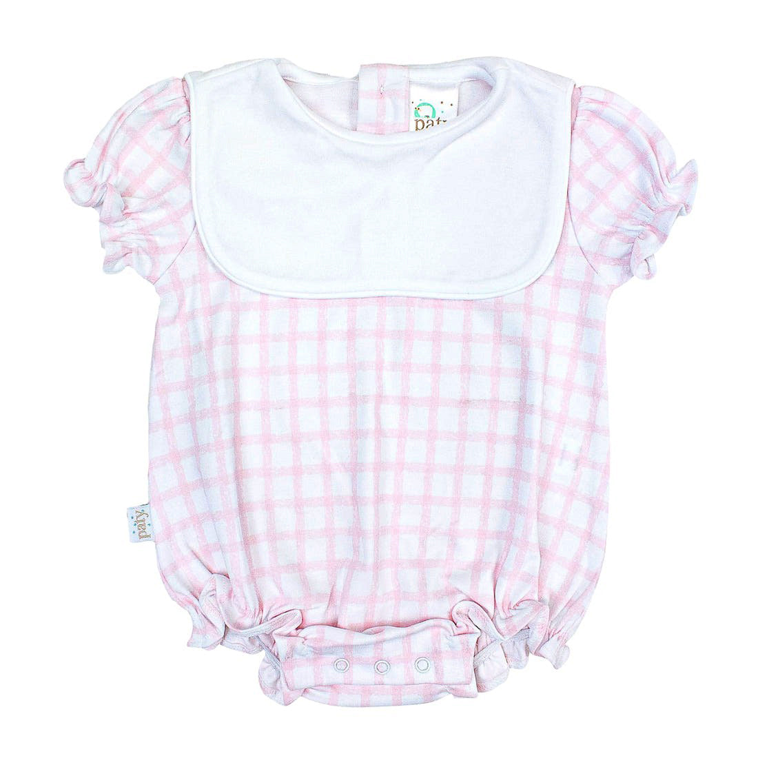 Pink GIngham Pima Bib Bubble by Paty
