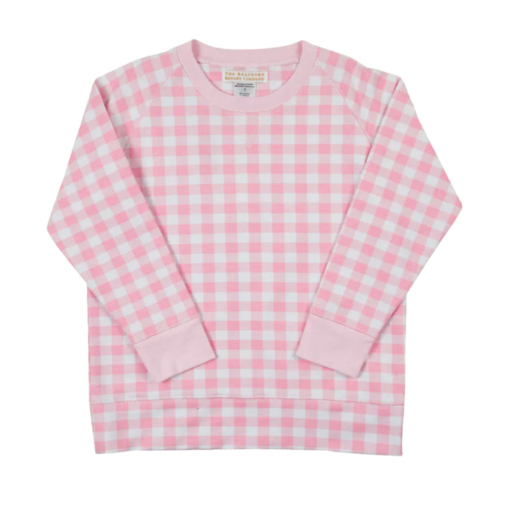 Palm Beach Pink Gingham Cassidy Comfy Crewneck by The Beaufort Bonnet Company