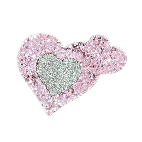 Pink Glitter Heart Sculpture Bow