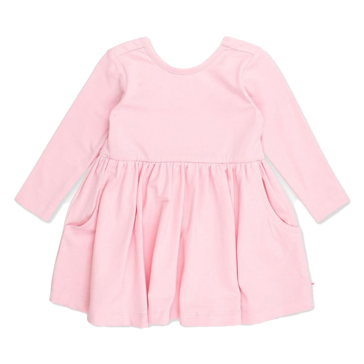 Pink Knit Long-Sleeve Twirl Dress by RuffleButts
