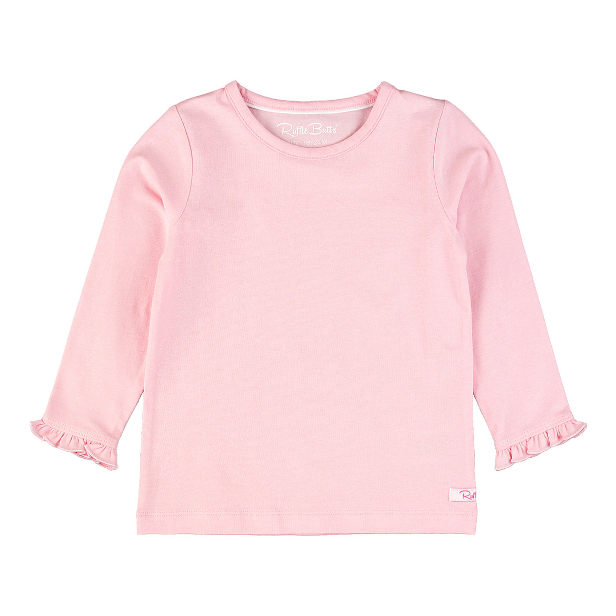 Pink Knit Long-Sleeve Ruffle Layering Tee by RuffleButts