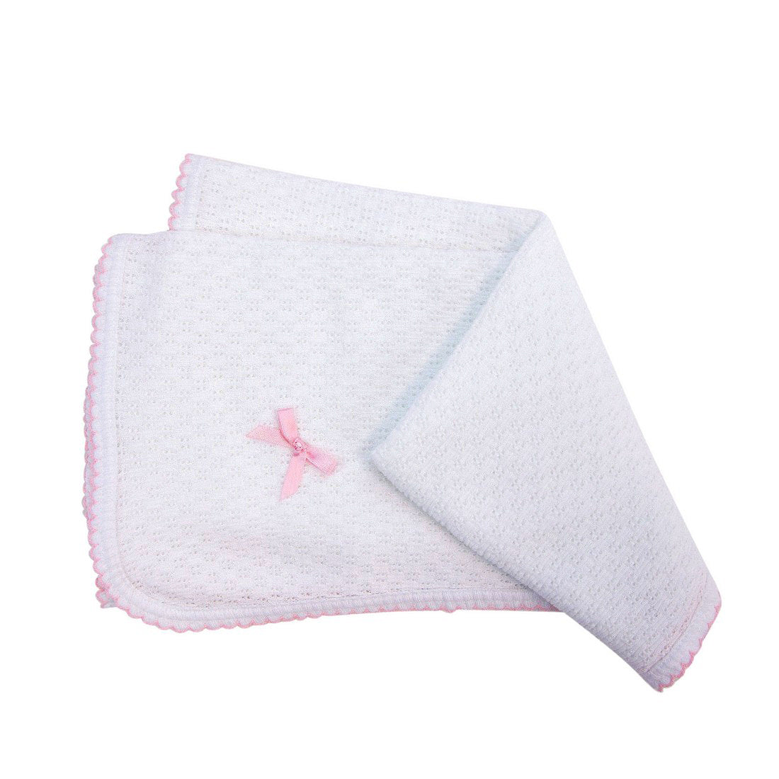 Pink Trimmed Receiving Blanket w/ Bow by Paty