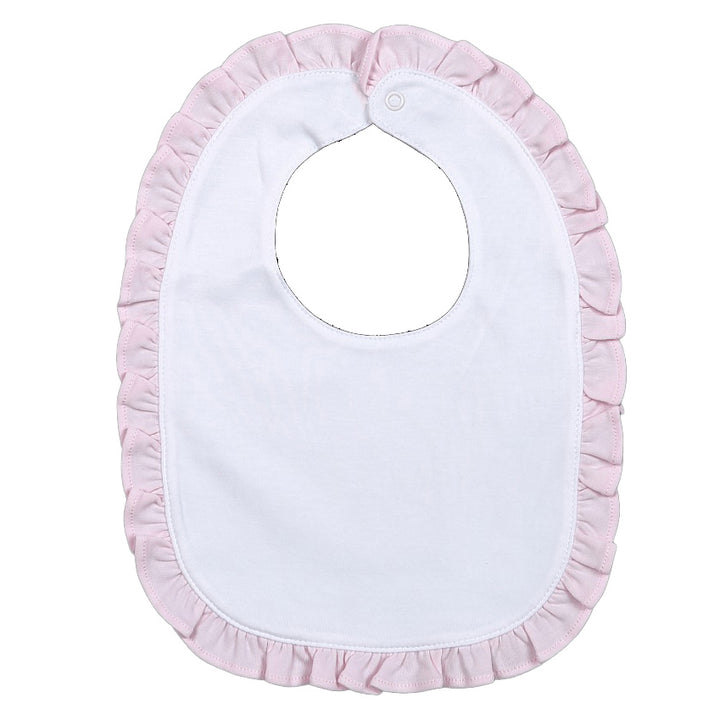 Lily White and Pink Ruffle Bib by Baby Loren