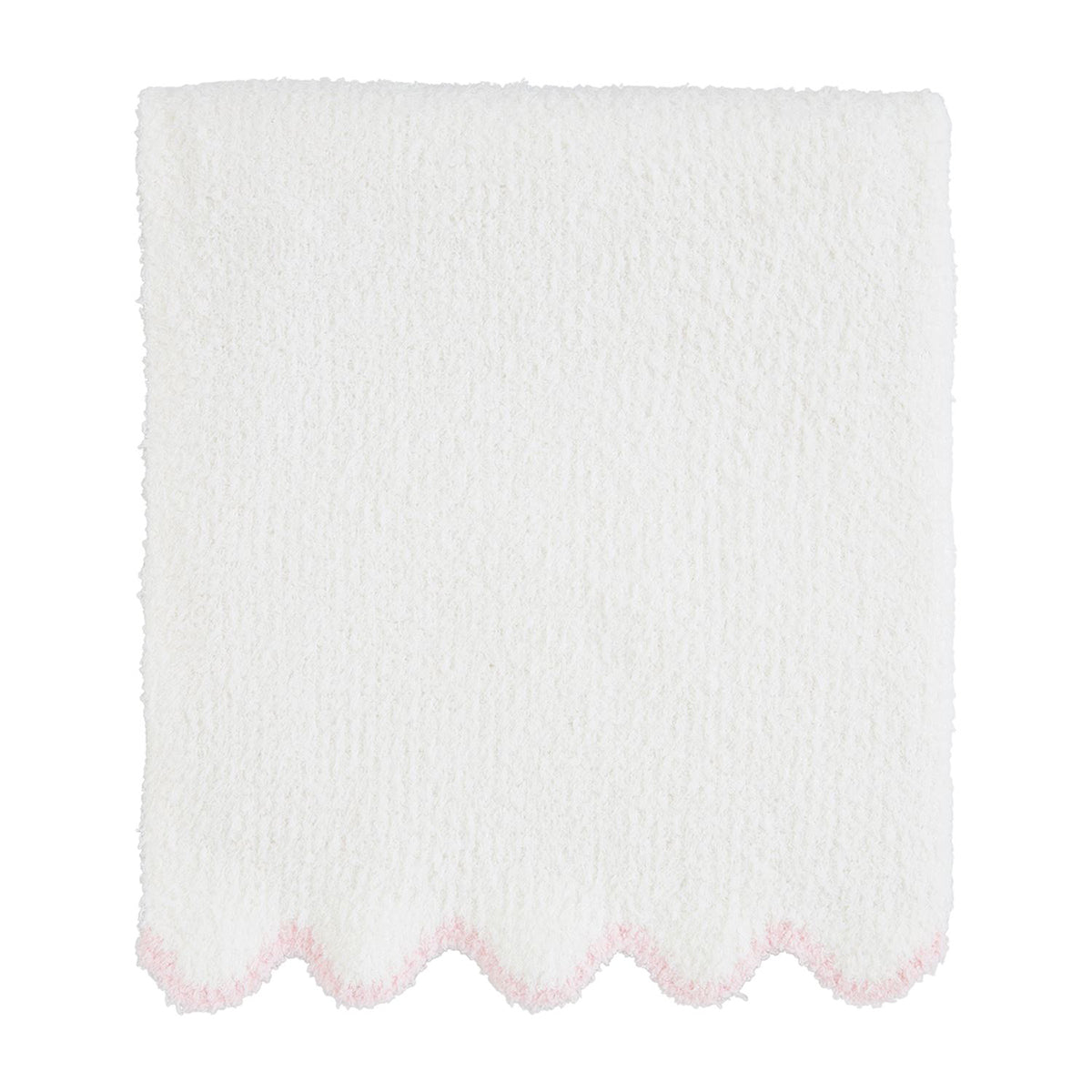 Pink Trim Scallop Chenille Blanket by Mud Pie