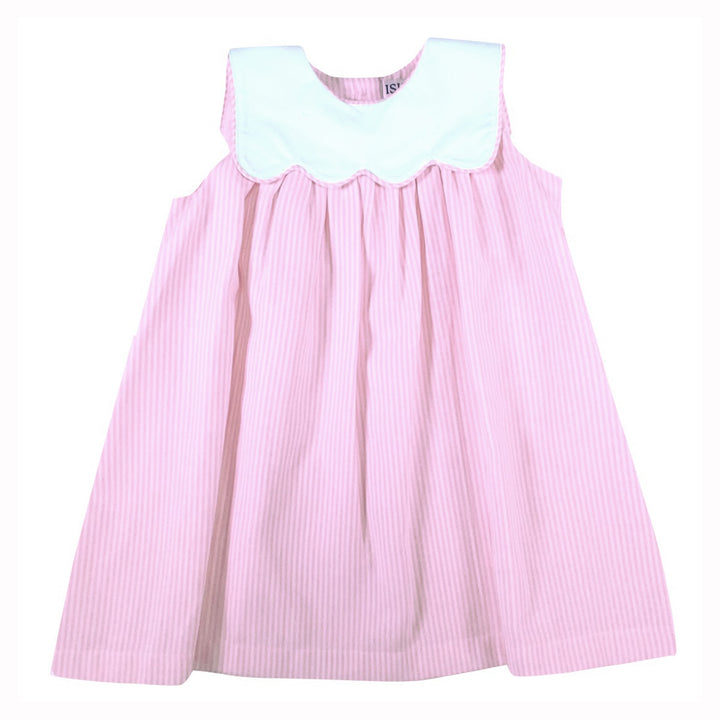 Pink Stripe Poplin Dress by Ishtex