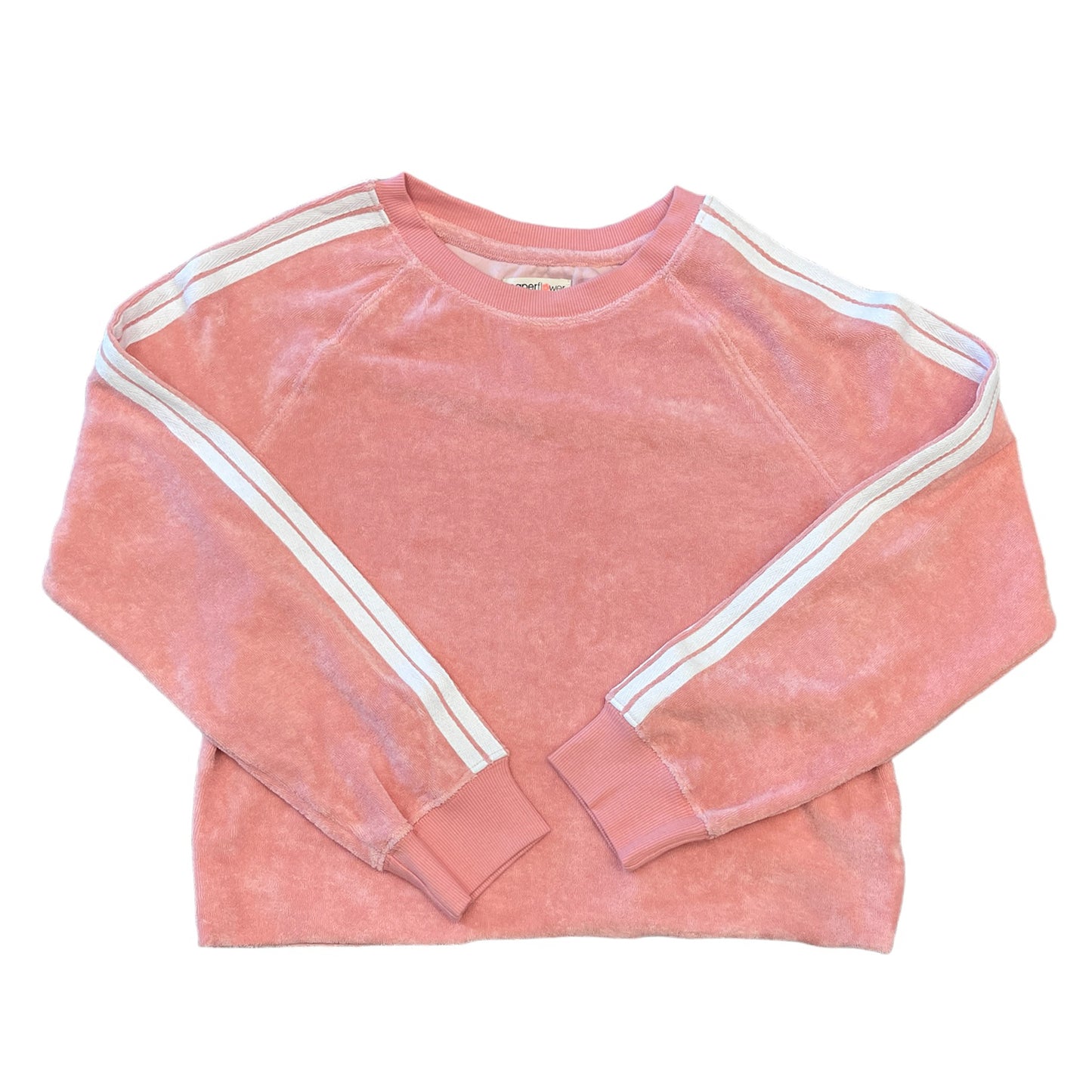 Paper Flower Pink Terry Athletic Stripe Sweatshirt