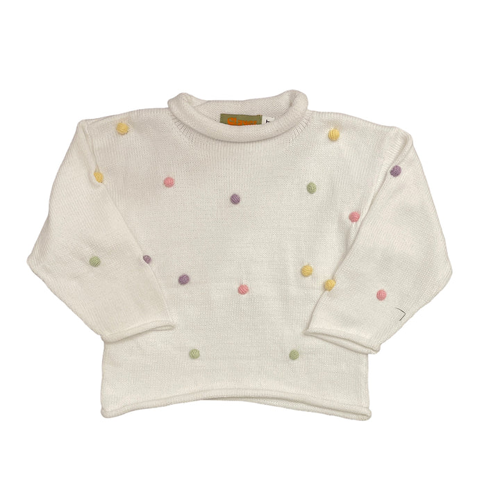 Pom-Pom Pastel White Sweater by Luigi