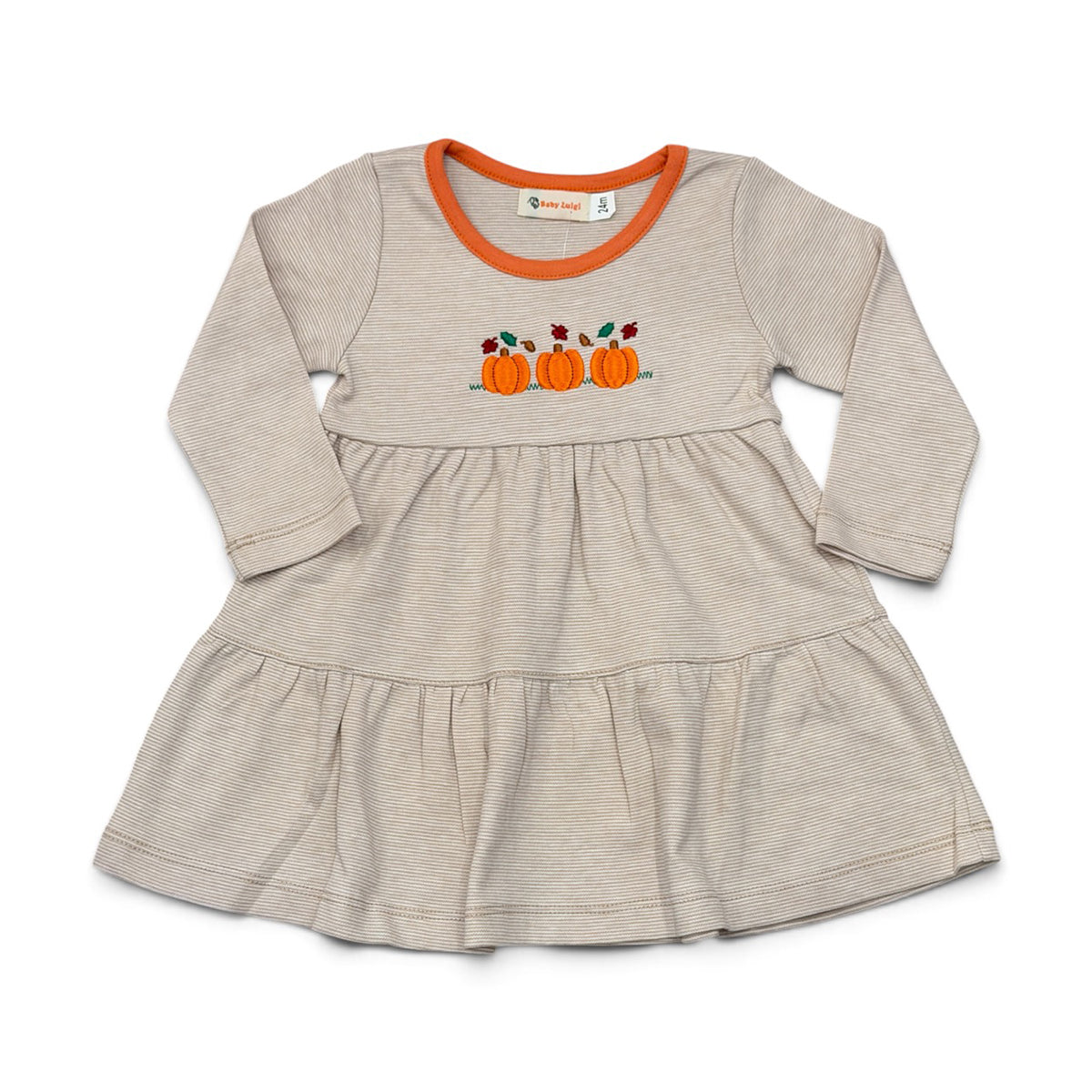 Pumpkins on Long-Sleeve Tier Dress by Luigi
