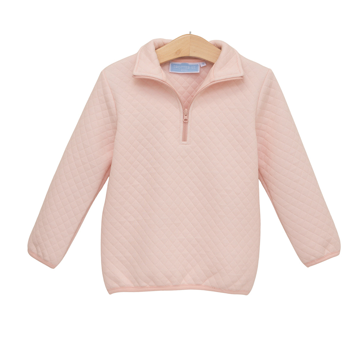 Light Pink Quilted Quarter-Zip Pullover by Trotter Street Kids