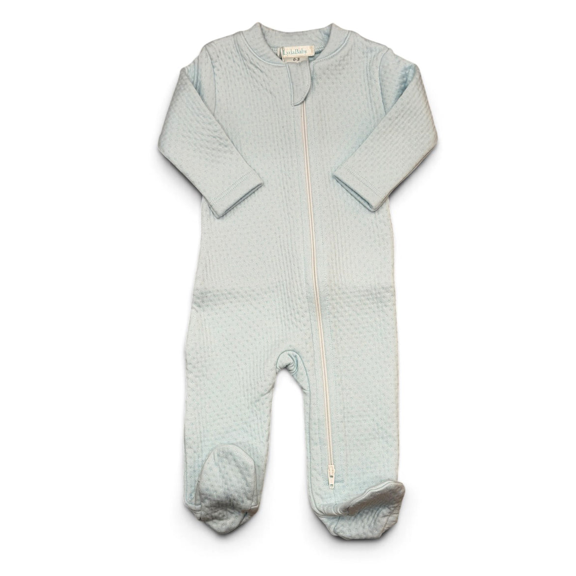 Light Blue Quilted Zipper Footie by Lyda Baby