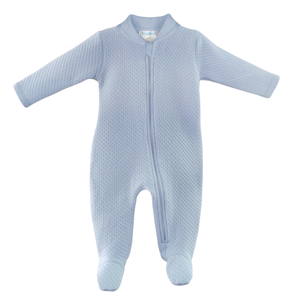 Light Blue Quilted Zipper Footie by LydaBaby