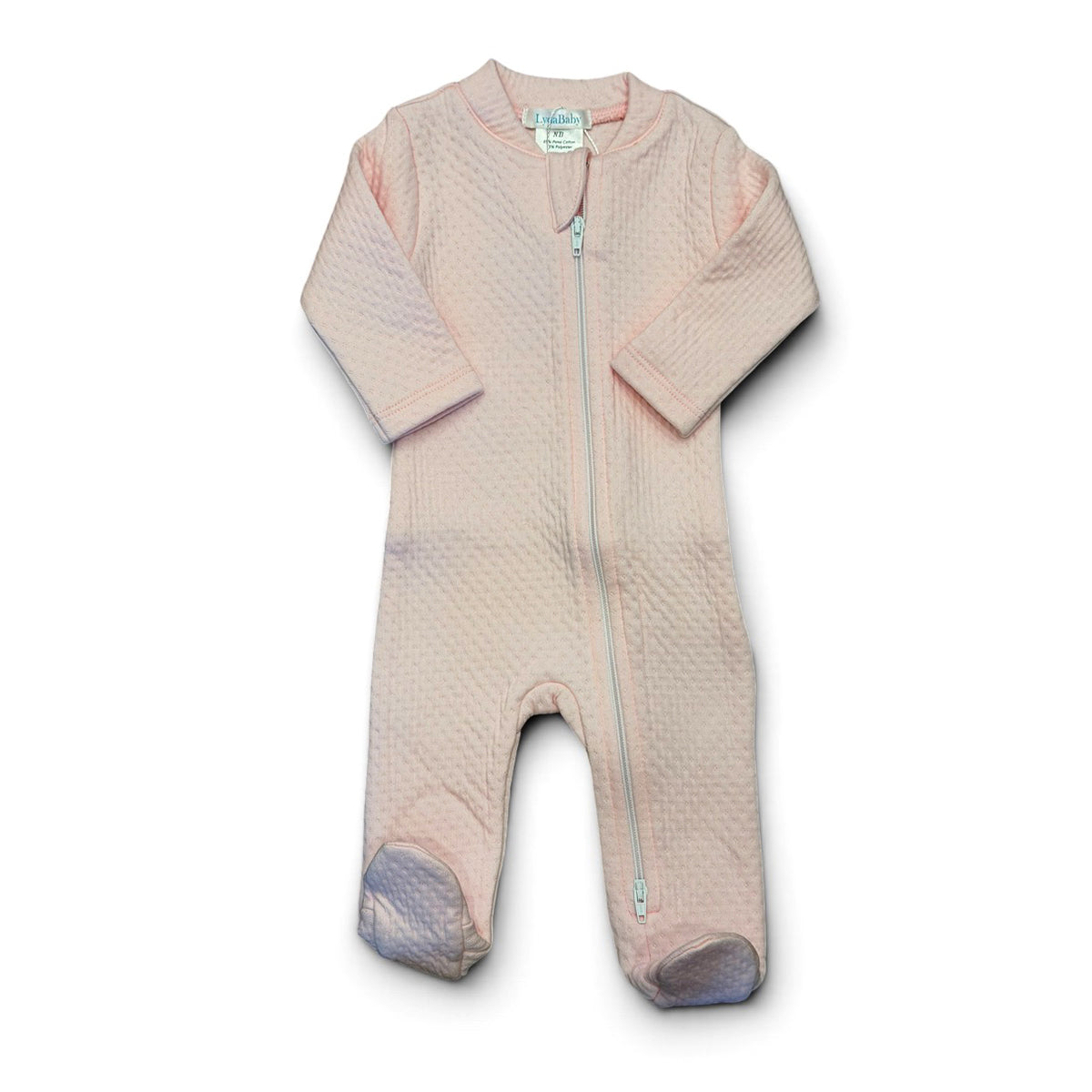Pink Quilted Zipper Footie by Lyda Baby