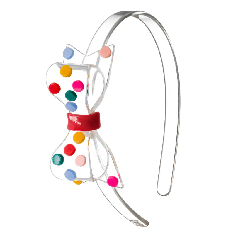Rainbow Dots on Big Bow Headband by Lilies & Roses