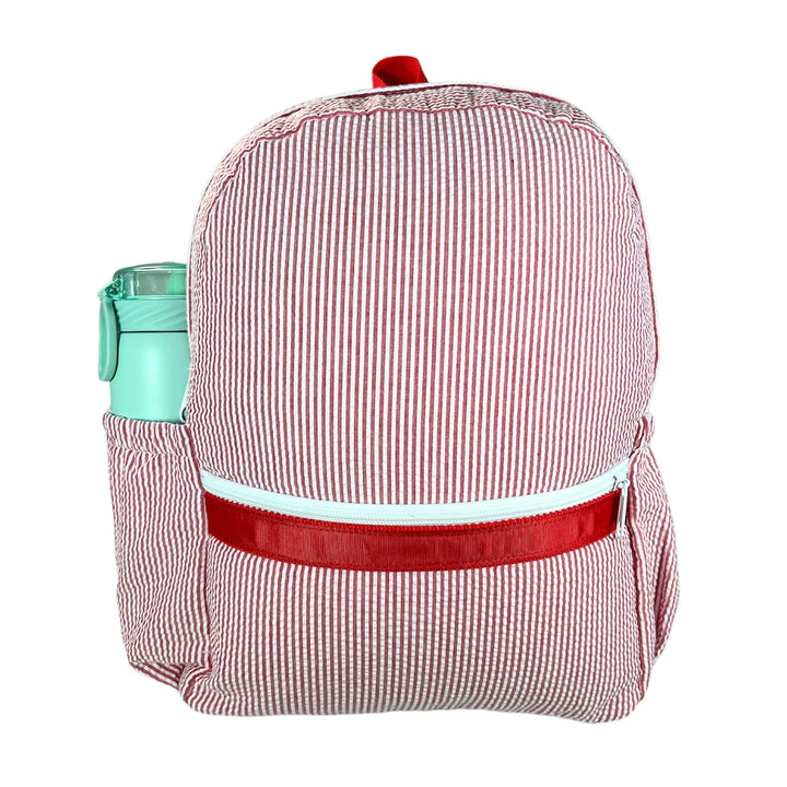 Red Seersucker Medium Backpack with Drink Pockets by Mint