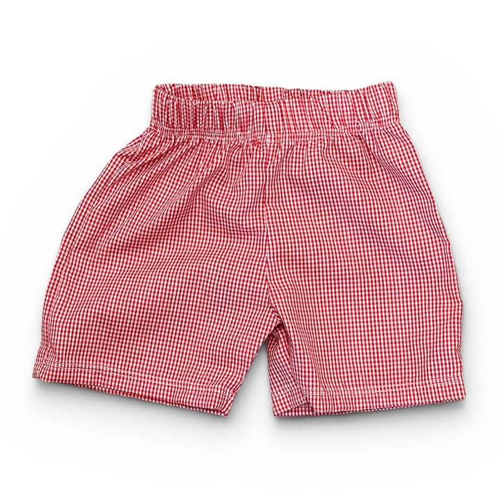Red Mini-Gingham Seersucker Boys Shorts by My Little Hoppers
