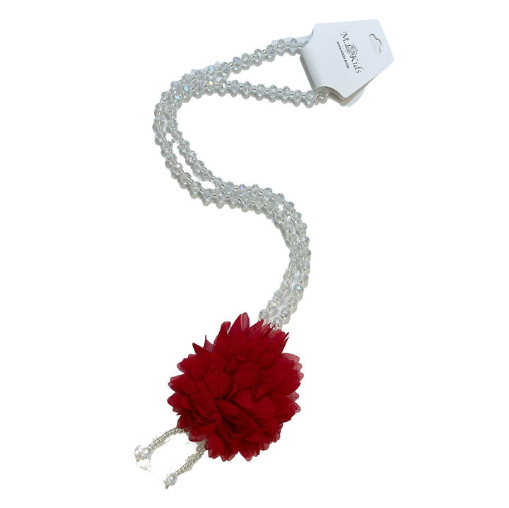 Red Flower on Glass Beaded Necklace by ML Kids
