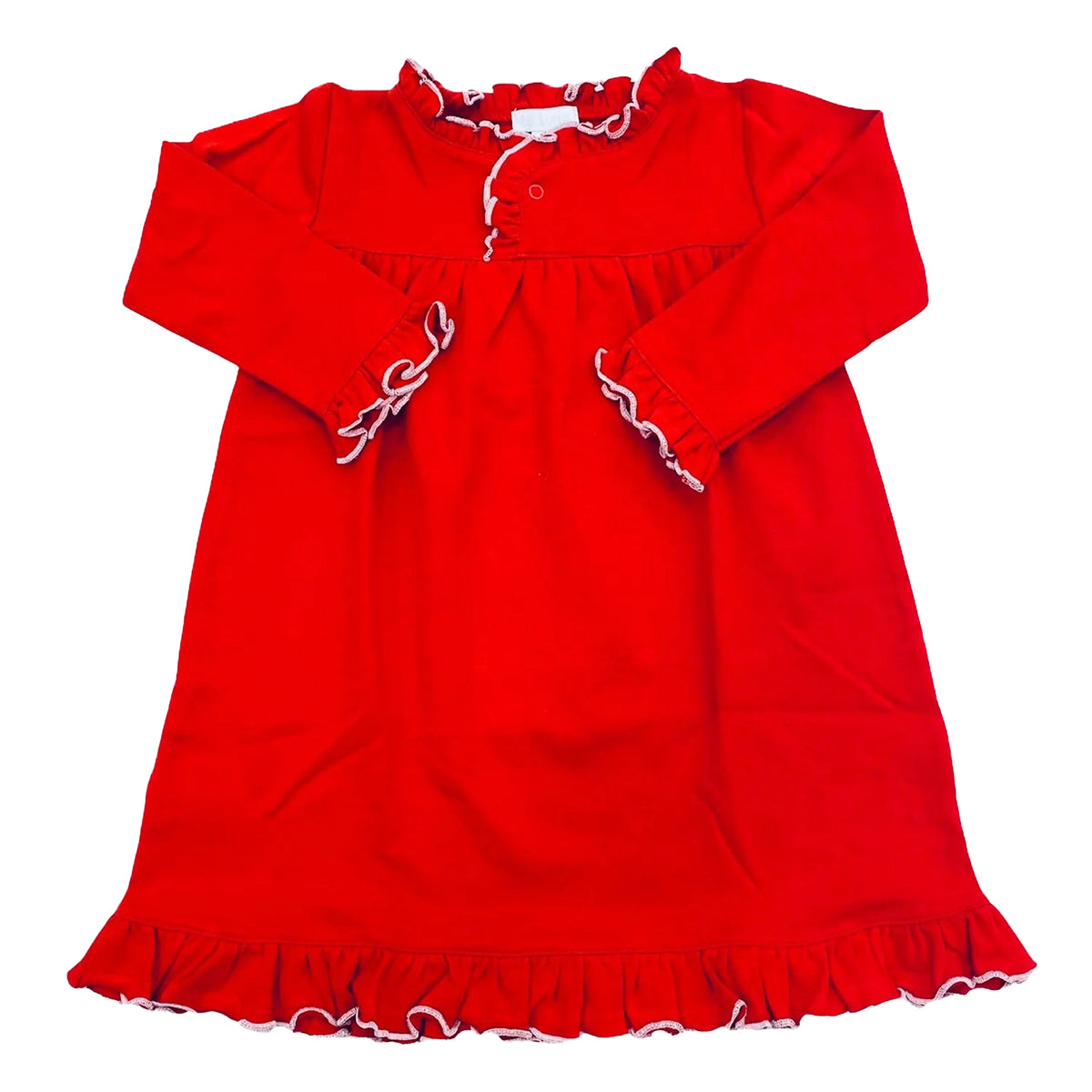 Red with White Trim Pima Christmas Morning Dress by La Luna