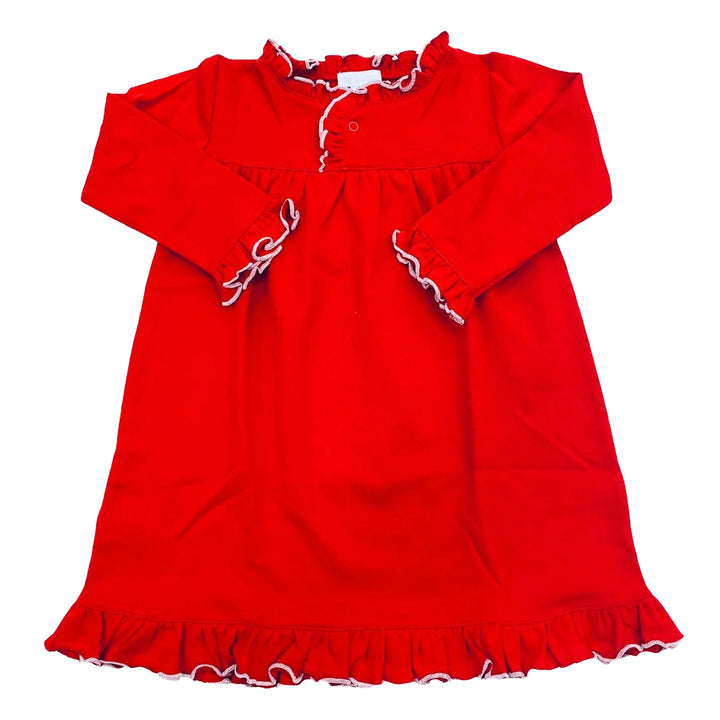 Red with White Trim Pima Christmas Morning Dress by La Luna