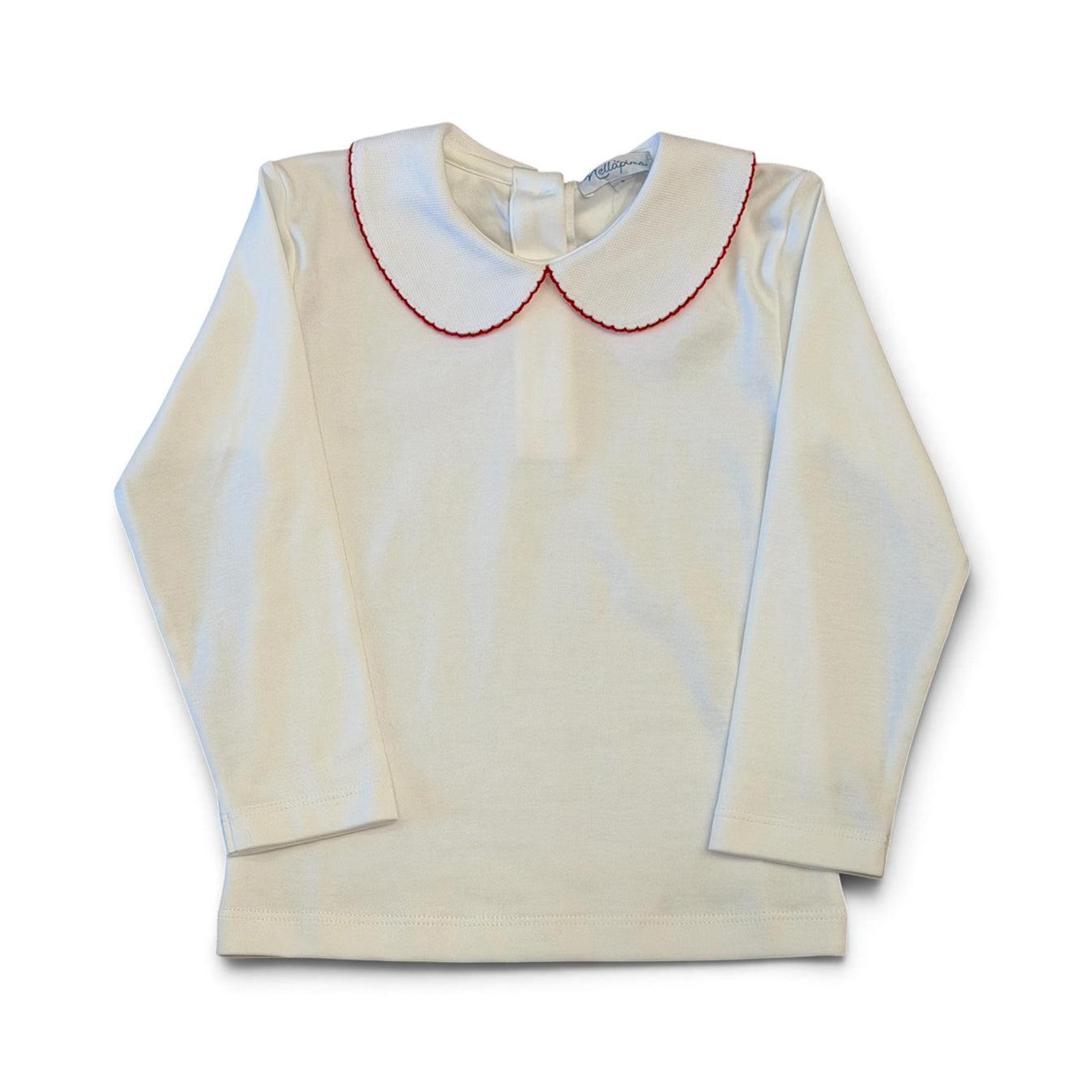 Red-Trimmed Peter Pan Collar Shirt / Onesie by Nellapima