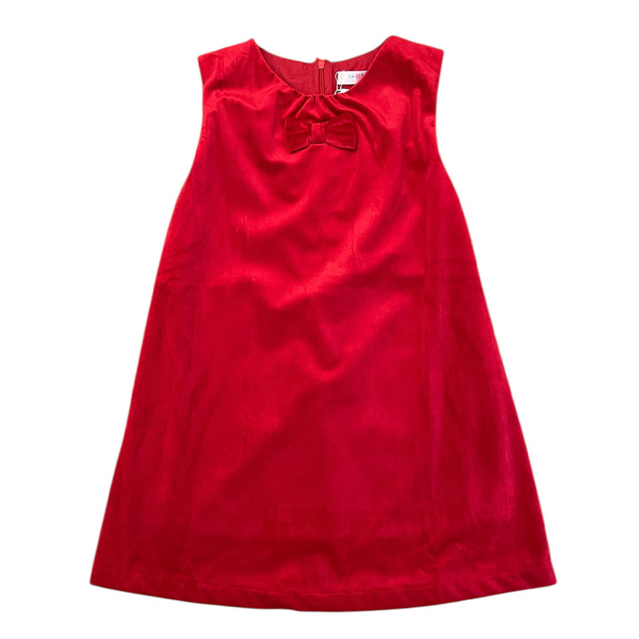 Red Velvet Jumper Dress with Bow by LuLu BeBe
