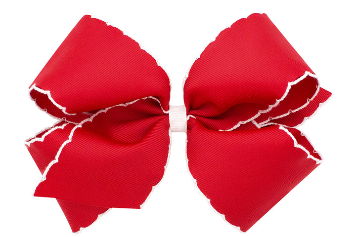 Red w/ White Trim Moonstitch Bow - by Wee Ones (2 sizes)