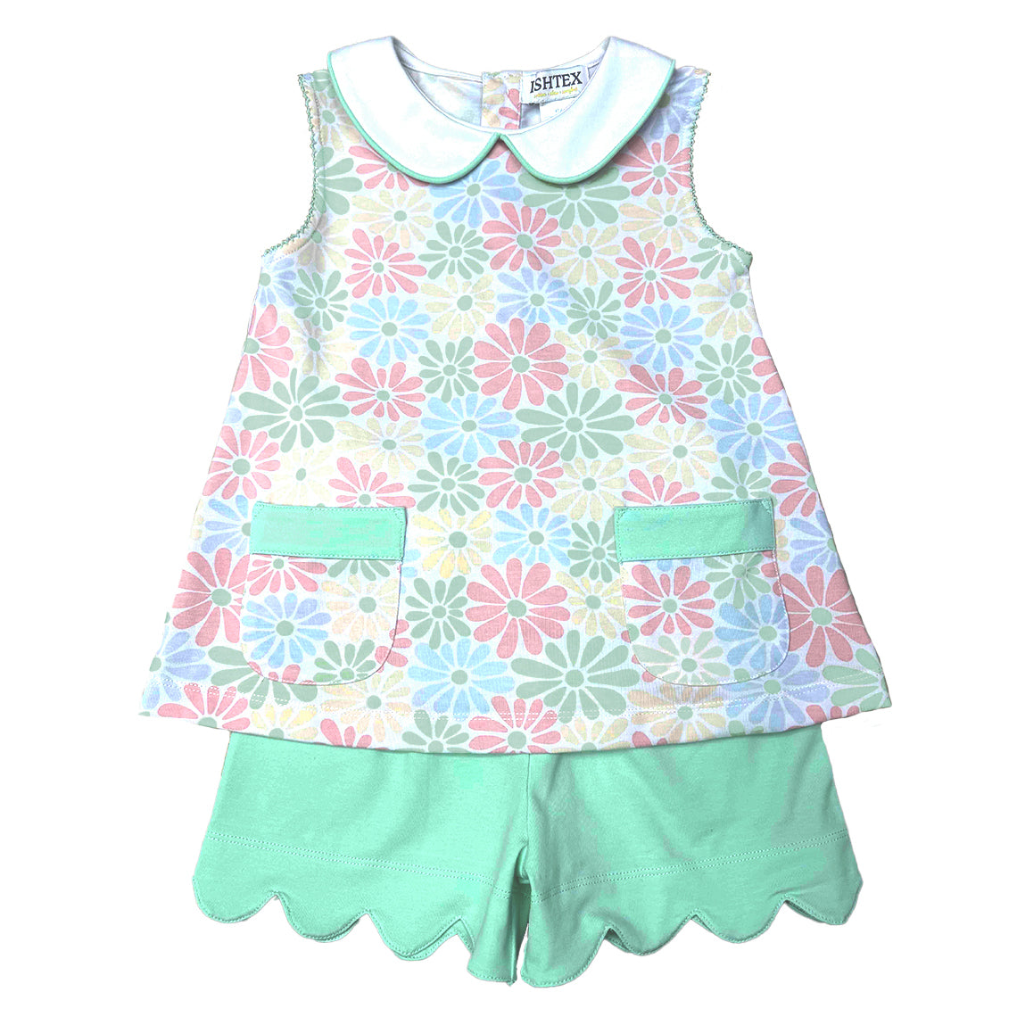 Retro Flowers Girl's Short Set by Ishtex
