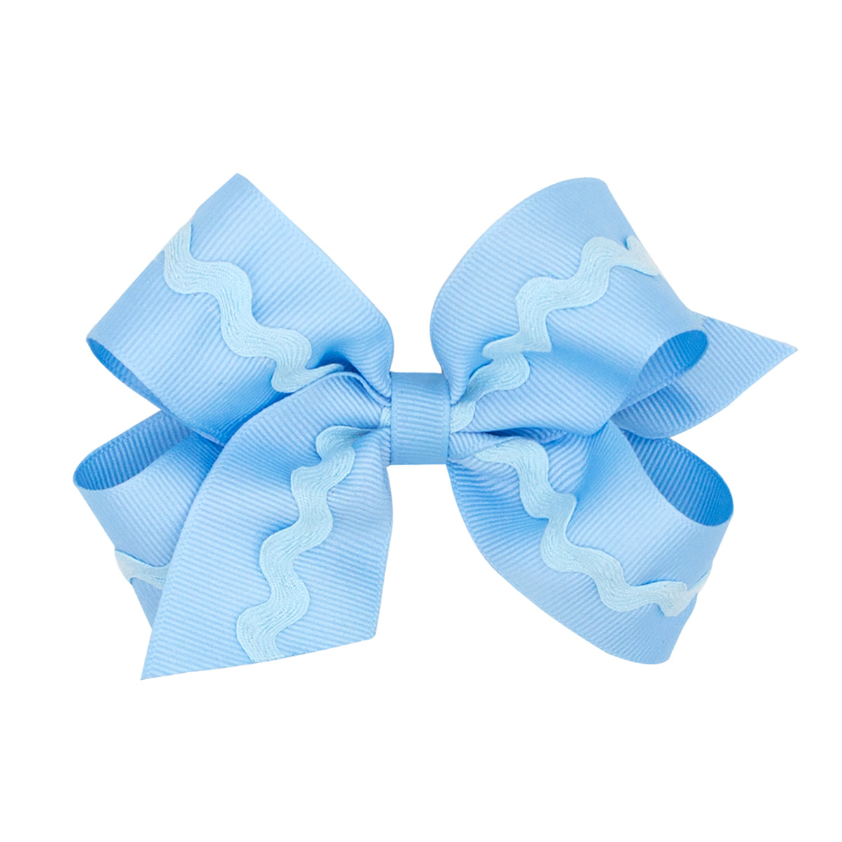 Blue Grosgrain Hair Bow with Ric-Rac Trim by Wee Ones (2 sizes)