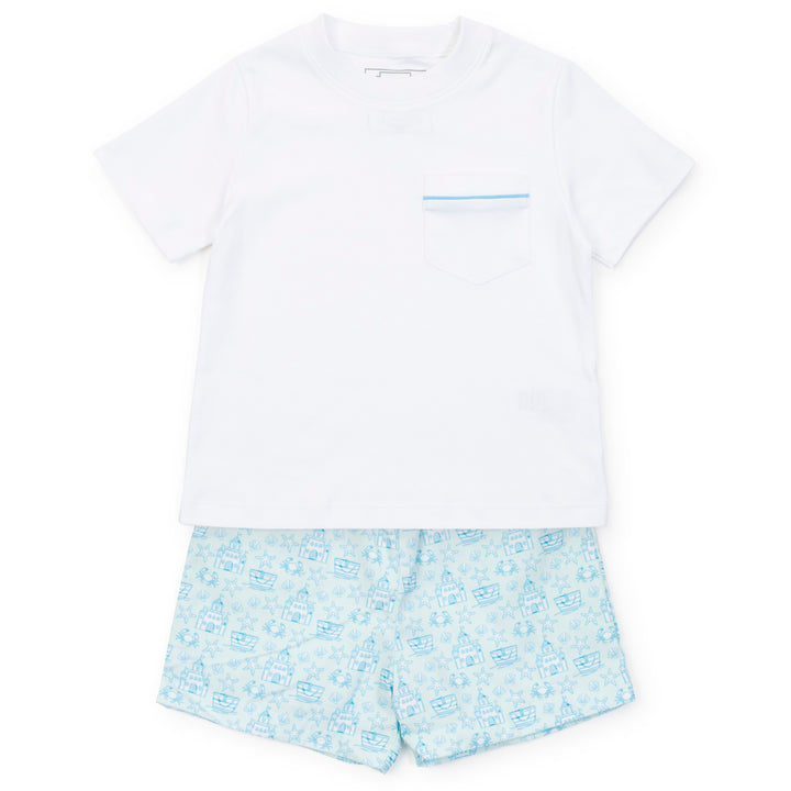 Sandcastles Blue Hudson Short Set by Lila & Hayes