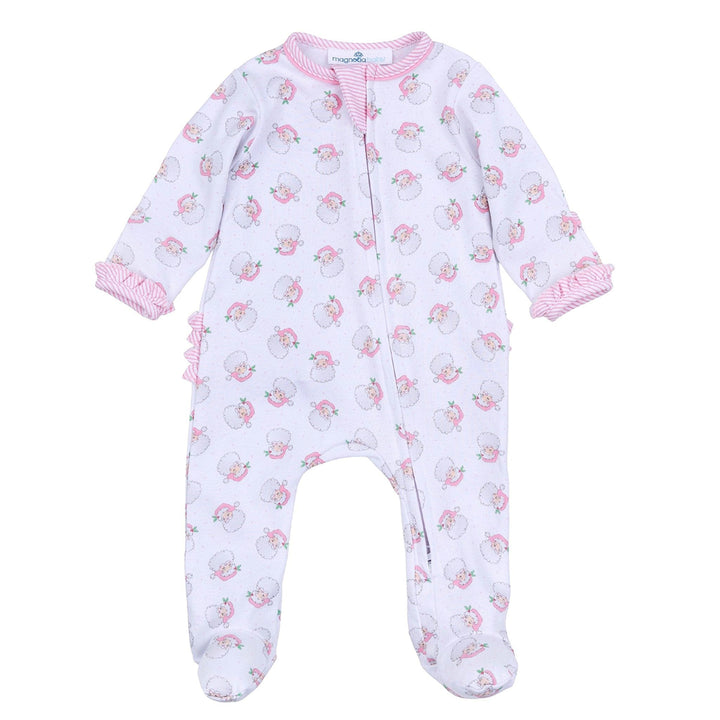 Pink Santa Baby Zipper Footie by Magnolia Baby