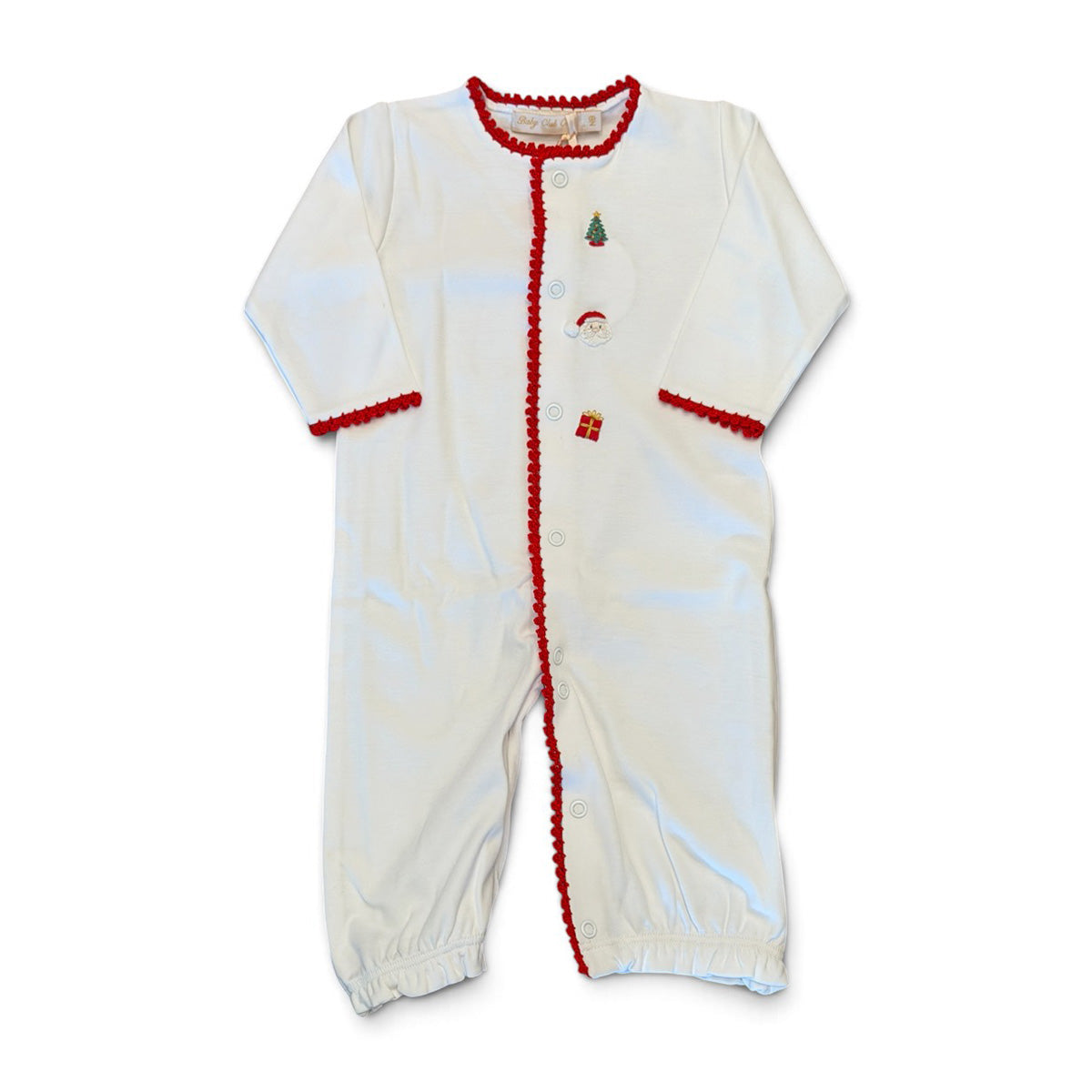 Santa is Here Embroidered Converter Gown by Baby Club Chic