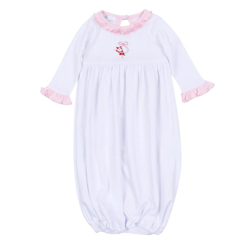 Santa Jolly Ribbons Hand-Embroidered Ruffle Gown by Magnolia Baby