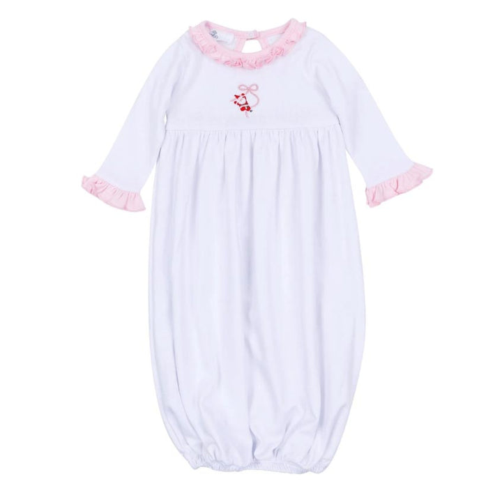 Santa Jolly Ribbons Hand-Embroidered Ruffle Gown by Magnolia Baby