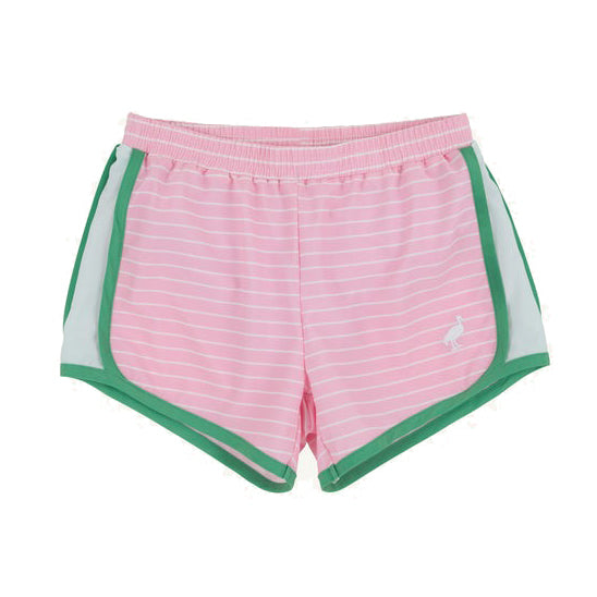 Pier Party Pink Stripe Prepletic Shimmy Shake Shorts by The Beaufort Bonnet Company