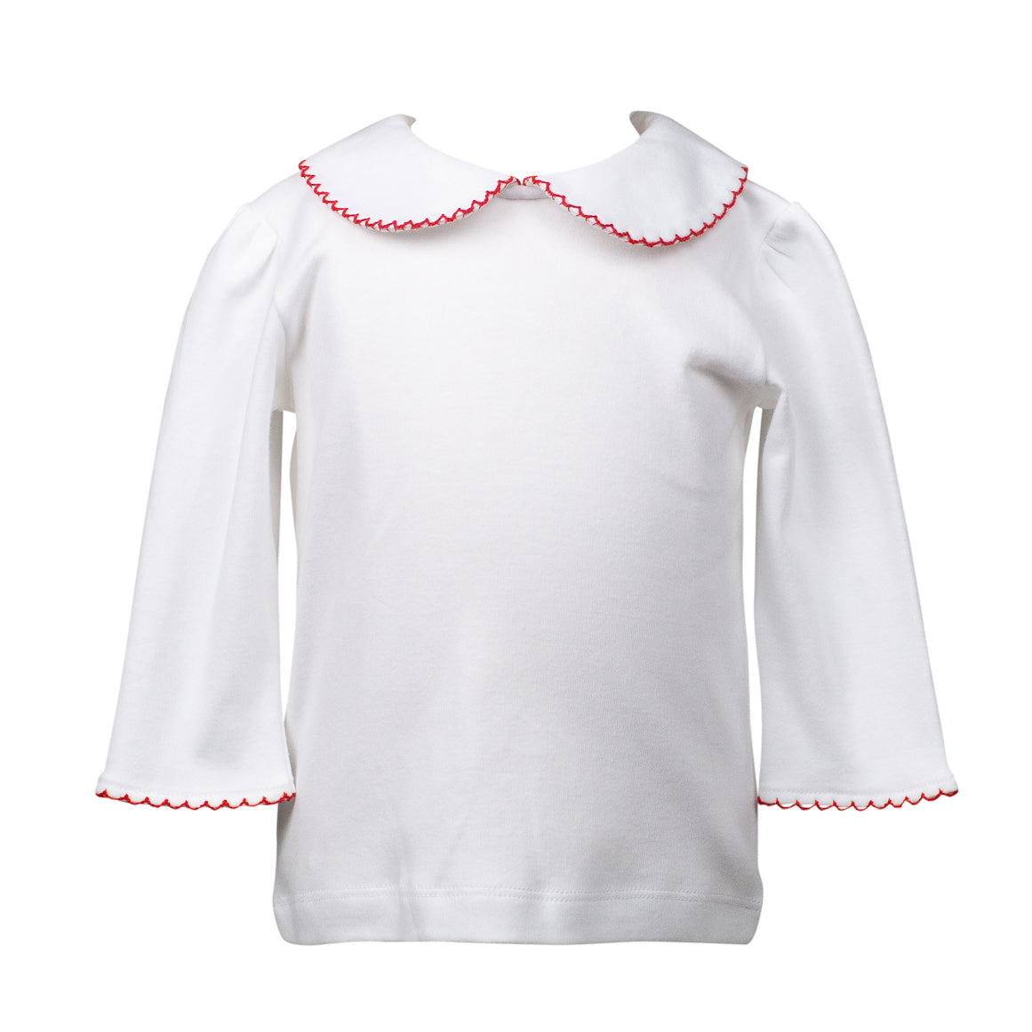 3/4-Sleeve White Shirt with Red Trim by Proper Peony