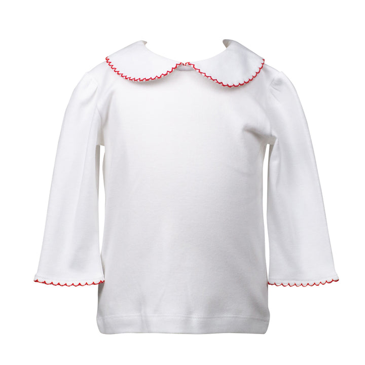 3/4-Sleeve White Shirt with Red Trim by Proper Peony