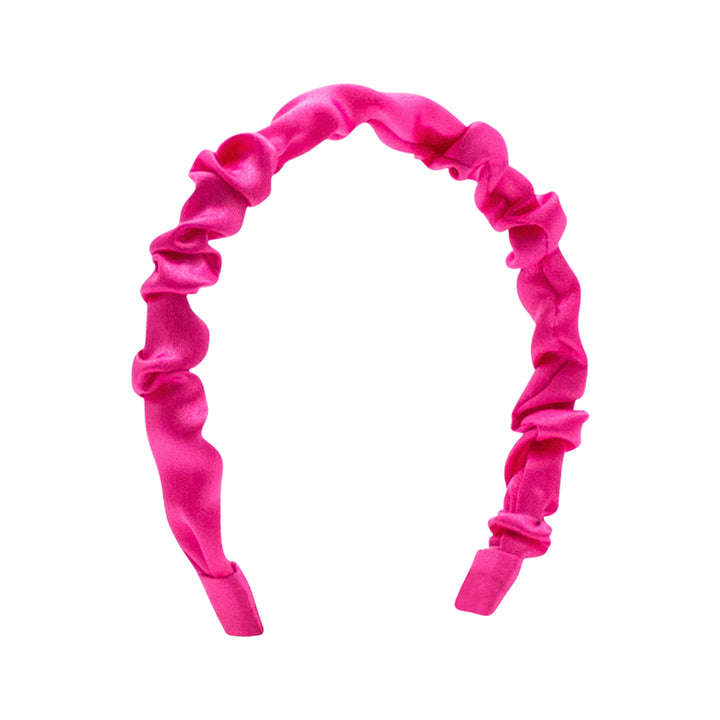Shocking Pink Satin Ruffled Headband by Wee Ones