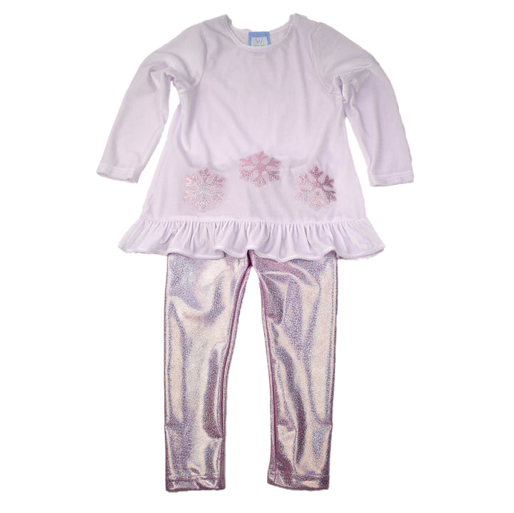 Snowflakes Top / Sparkly Pink Leggings Set by Funtasia
