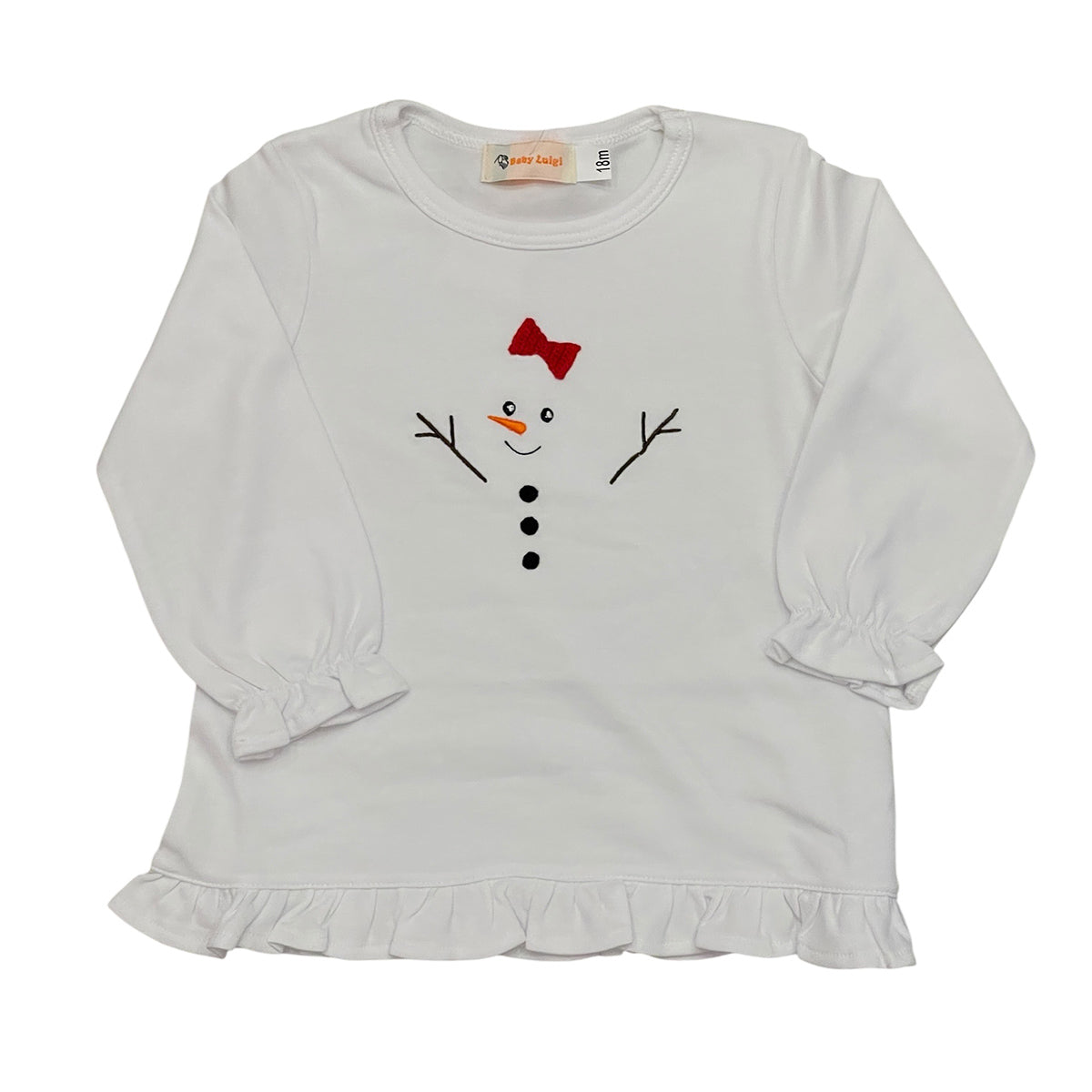 Snowman Ruffle Top by Luigi