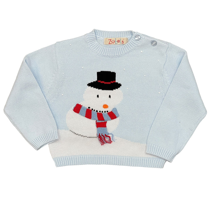 Snowman on Blue Sweater by Zubels