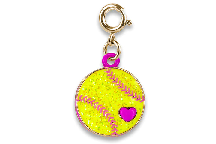 Gold Glitter Softball Charm by Charm It!