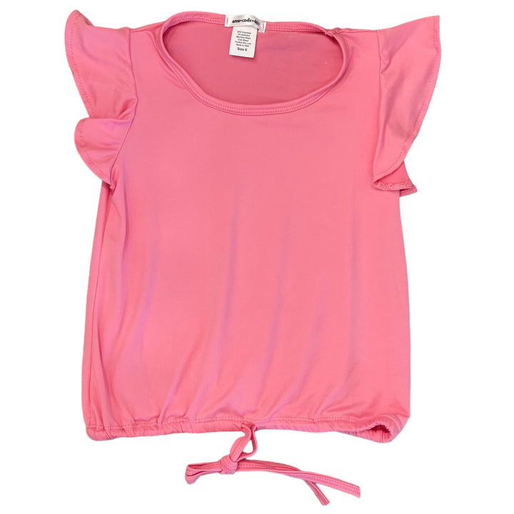 Area Code 407 Solid Pink Ruffle Sleeve Top