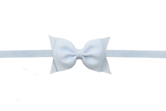 Powder Blue Sophia Flat Pantyhose Headband with 2.5-inch Dainty Bow by Beyond Creations