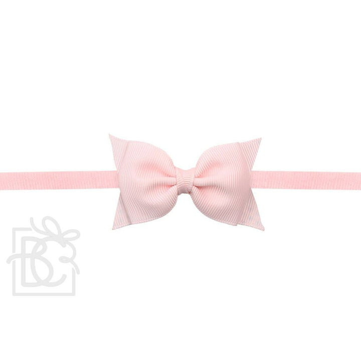Pink Sophia Flat Pantyhose Headband with 2.5-inch Dainty Bow by Beyond Creations