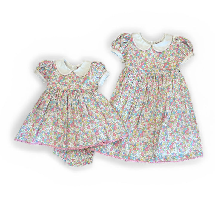 Spring Flower Peter Pan Collar Dress by Cotton Kids