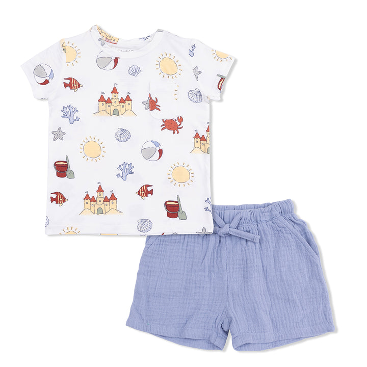 Sunny Sandcastles Tee with Casual Short Set by Angel Dear